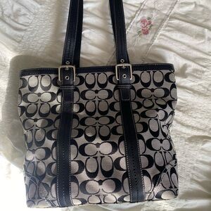 Vintage Coach Black and Gray Tote Bag
